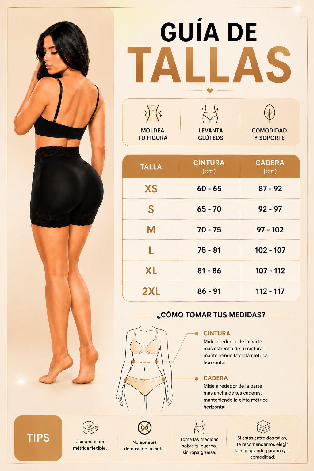 Panty faja Short Levanta Cola invisible 2X1
