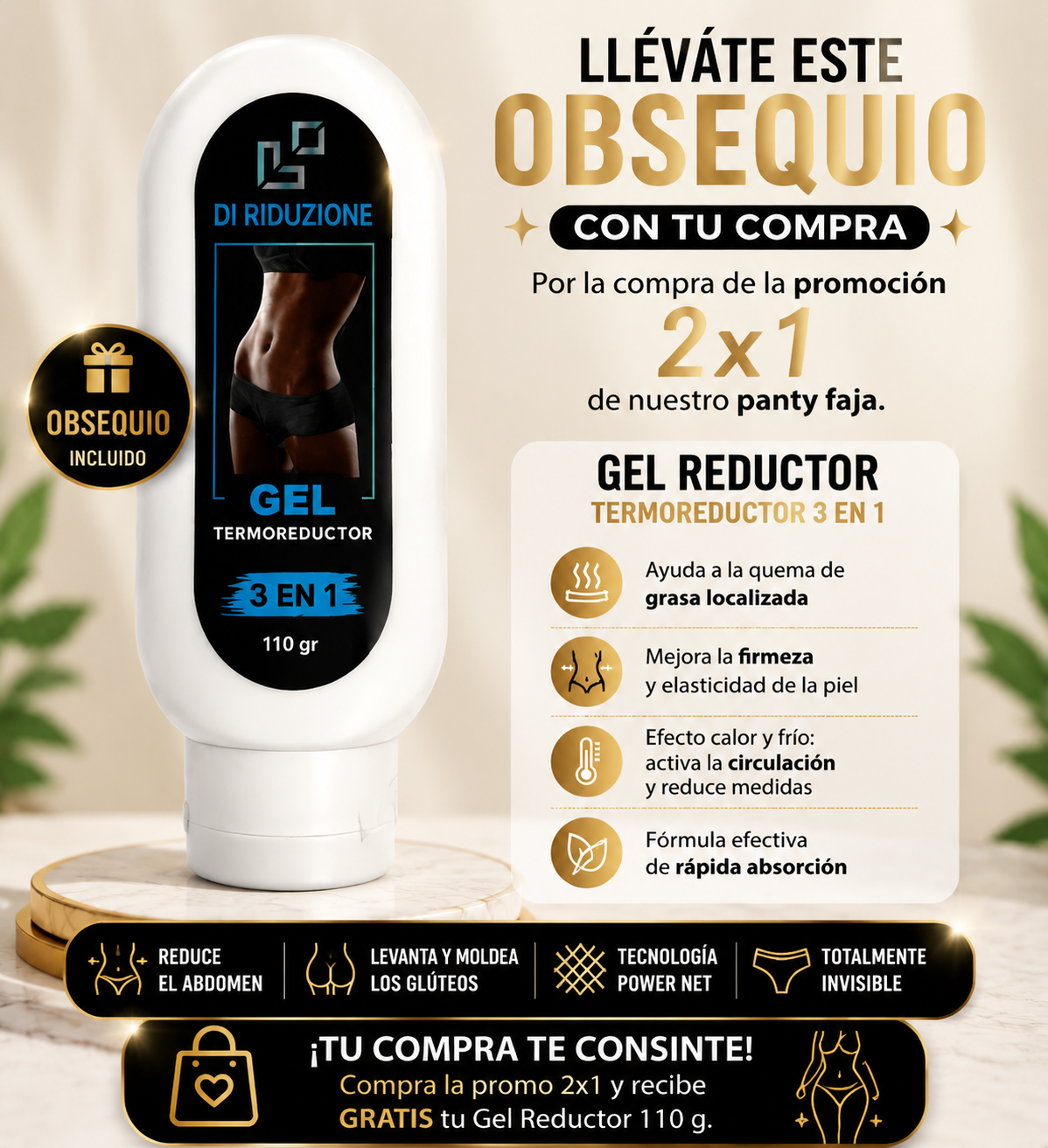 Panty faja Short Levanta Cola invisible 2X1